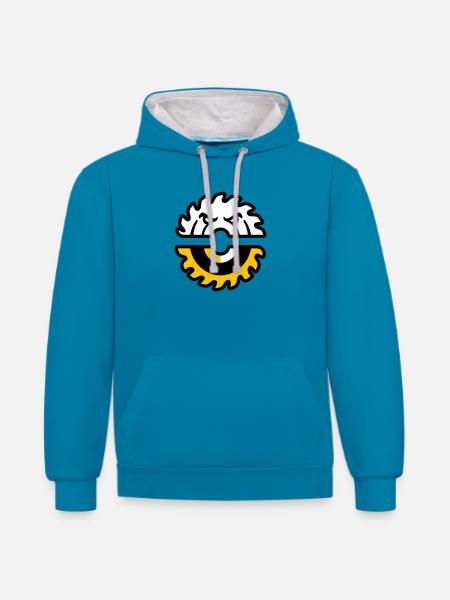 Circular Saw Face Graphic - Contrast hoodie - peacock blue/heather grey