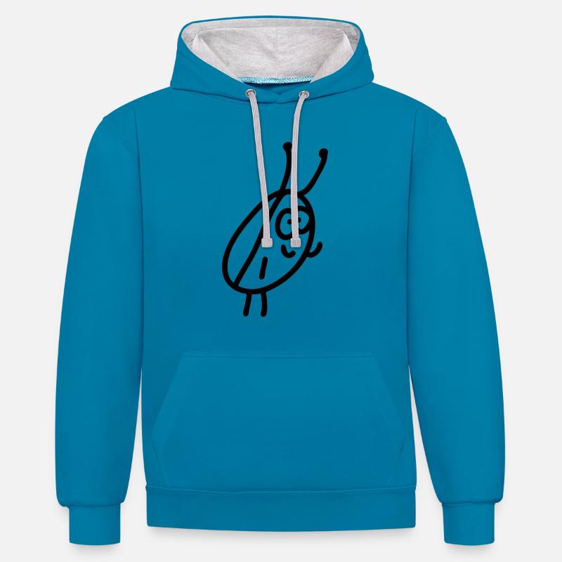 Cockroach - cafard - Line - Sweat à capuche contrasté - bleu paon/gris chiné