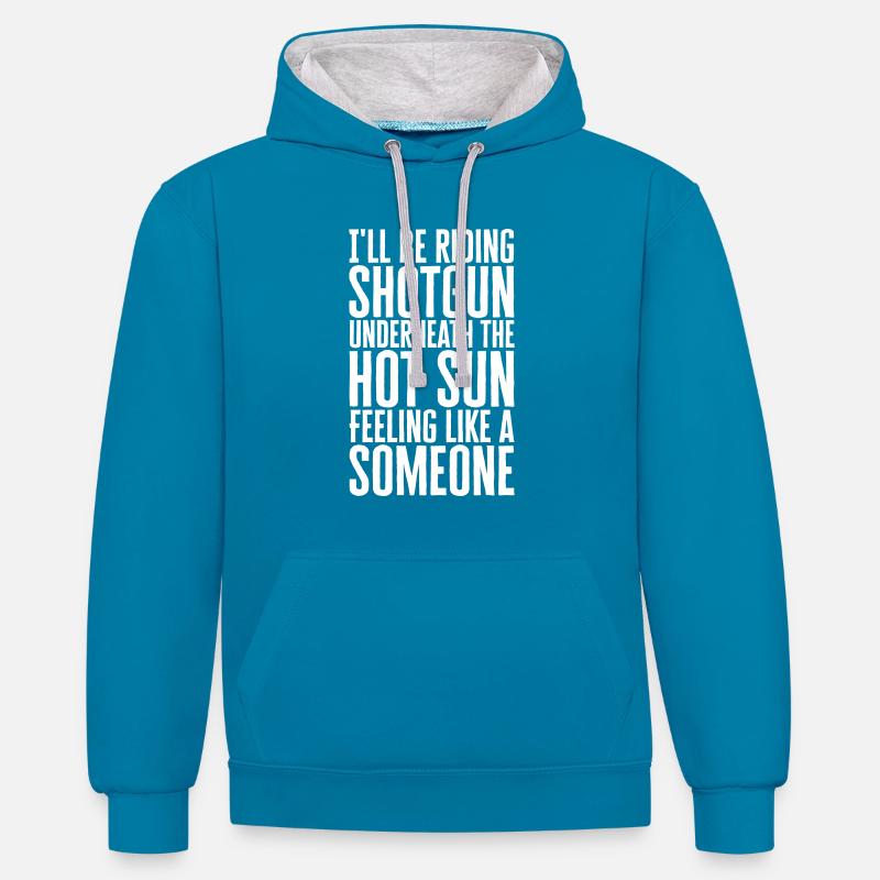 fusil de chasse - Sweat à capuche contrasté - bleu paon/gris chiné
