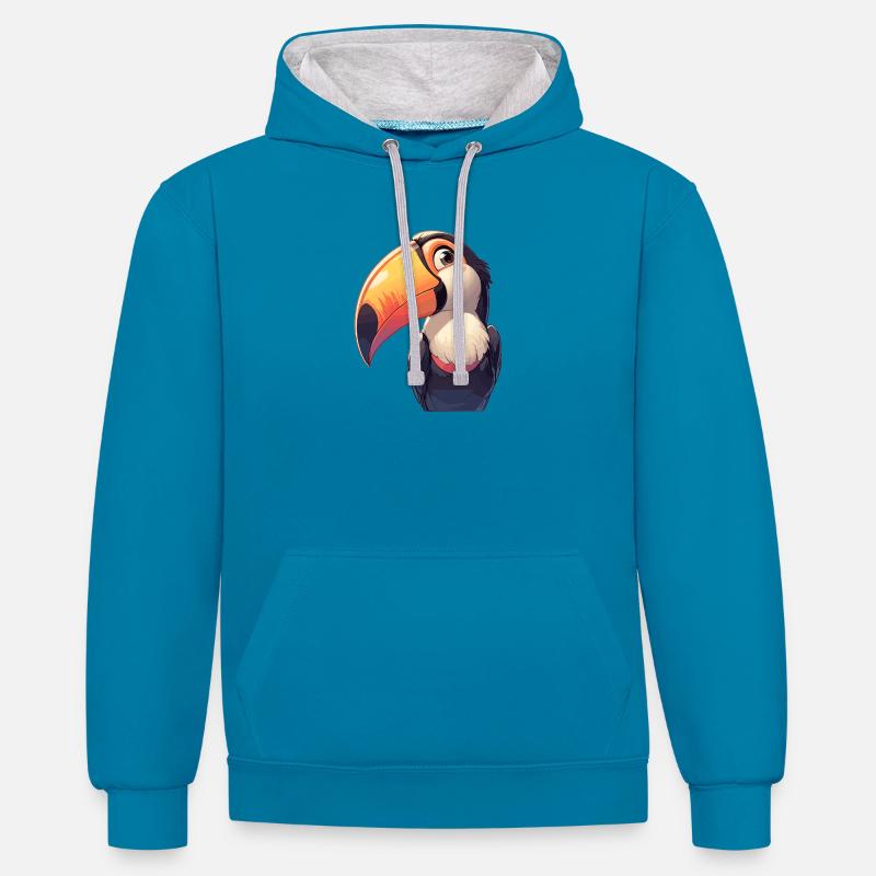Toucans Toucan - Sweat à capuche contrasté - bleu paon/gris chiné