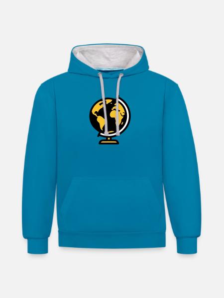 Globe Globe Earth School - Contrast hoodie - peacock blue/heather grey
