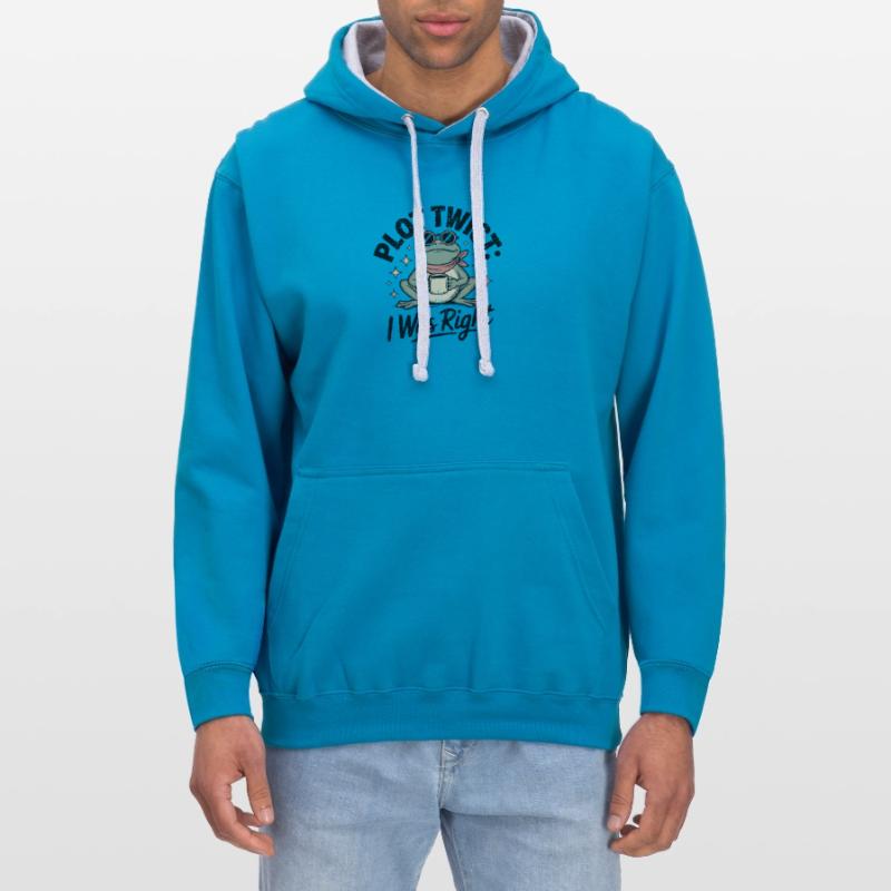 Plot Twist Frog : J’avais raison Sweat à capuche contrasté