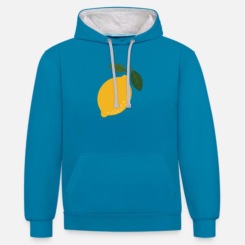 Fleurs de citron piquantes - Sweat à capuche contrasté - bleu paon/gris chiné