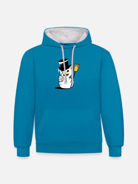 Cool snowman with thumbs up - Contrast hoodie - peacock blue/heather grey