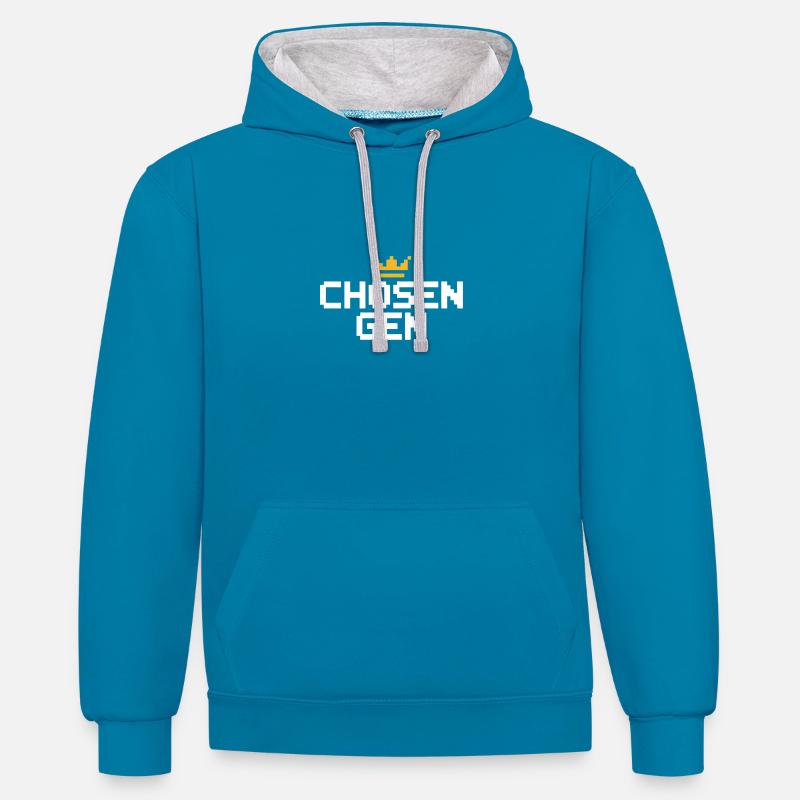Génération élue de joueurs chrétiens - Sweat à capuche contrasté - bleu paon/gris chiné