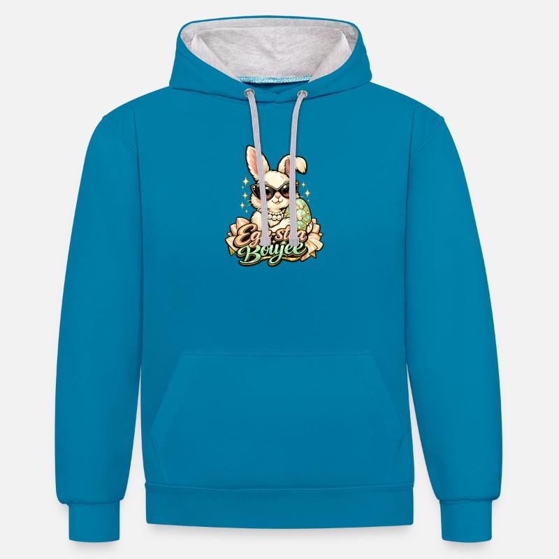 Egg-stra Boujee Easter Bunny Easter - Contrast hoodie - peacock blue/heather grey