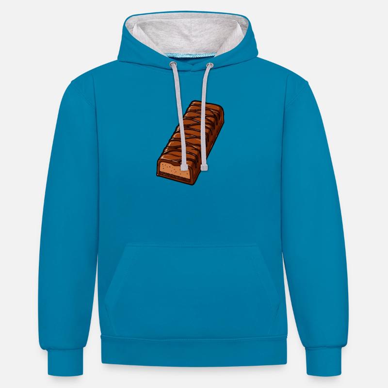 Barre chocolatée avec glaçage en zigzag - Sweat à capuche contrasté - bleu paon/gris chiné