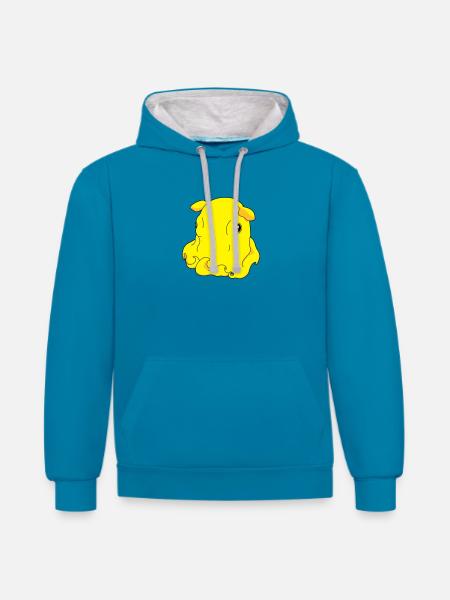 Umbrella elephant octopus - Contrast hoodie - peacock blue/heather grey