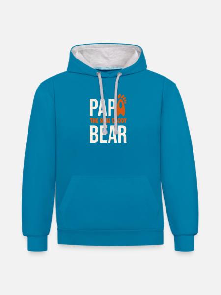 Papa Bear: El Real Daddy - Kontrast-Hoodie - Pfauenblau/Grau meliert