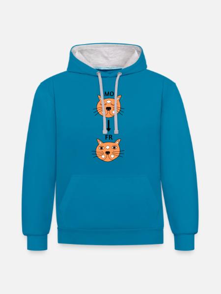 Monday to Friday - Contrast hoodie - peacock blue/heather grey