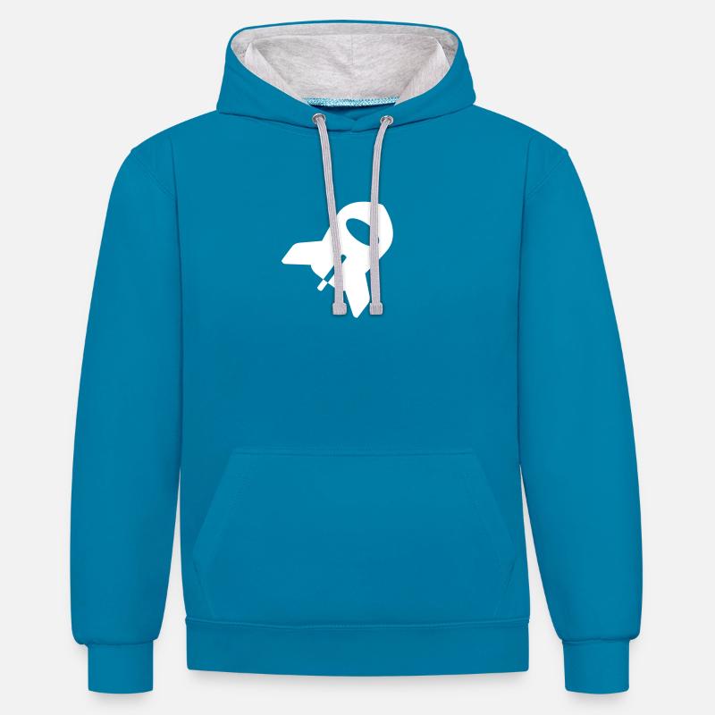 Astronaute cosmonaute fusée spatiale - Sweat à capuche contrasté - bleu paon/gris chiné