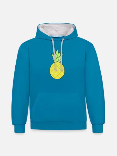 Pineapple - Contrast hoodie - peacock blue/heather grey