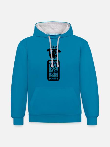 Null Bock - Kontrast-Hoodie - Pfauenblau/Grau meliert