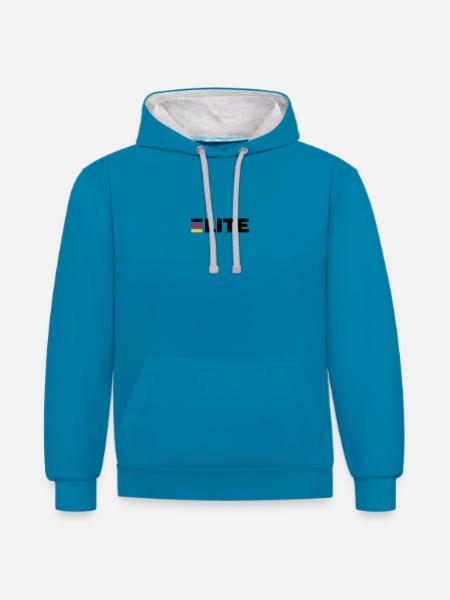 Deutschland Elite - Kontrast-Hoodie - Pfauenblau/Grau meliert