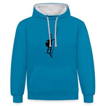 Galdiator als Vektorgrafik - Kontrast-Hoodie - Pfauenblau/Grau meliert - Vorne - Liana (172cm) & Jaron (178cm)