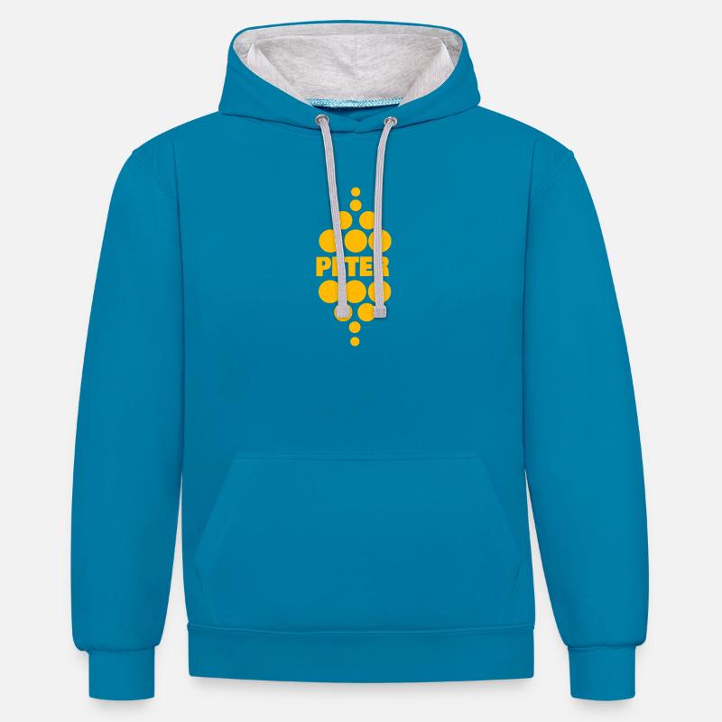 Peter dans le rôle de Peter - Sweat à capuche contrasté - bleu paon/gris chiné