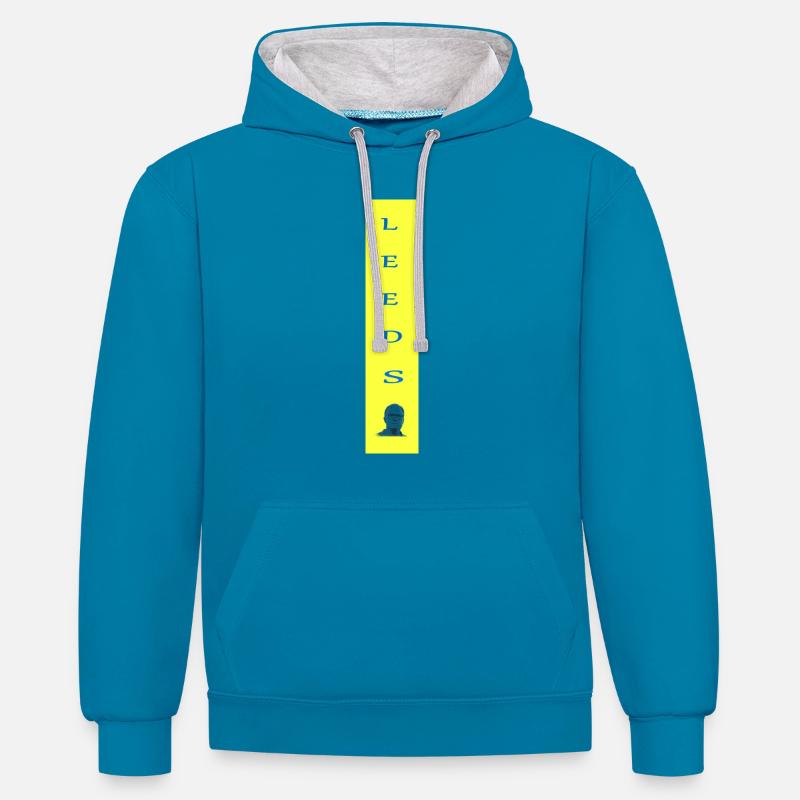 leeds bielsa marcelo - Sweat à capuche contrasté - bleu paon/gris chiné