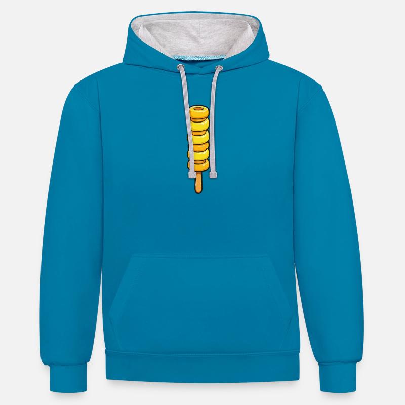 Sucettes glacées - Sweat à capuche contrasté - bleu paon/gris chiné
