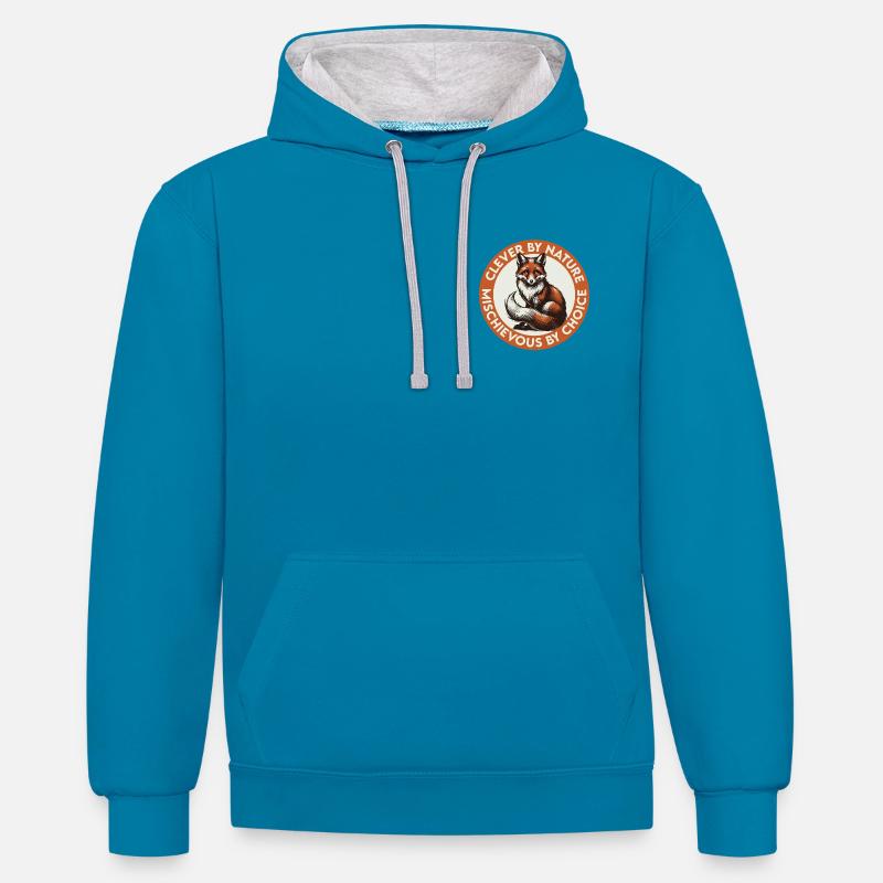 Les a tous déjoués - Sweat à capuche contrasté - bleu paon/gris chiné