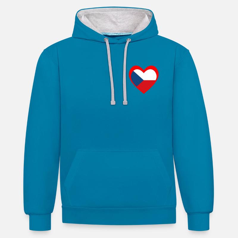 Červené Srdce Česko - Sweat à capuche contrasté - bleu paon/gris chiné