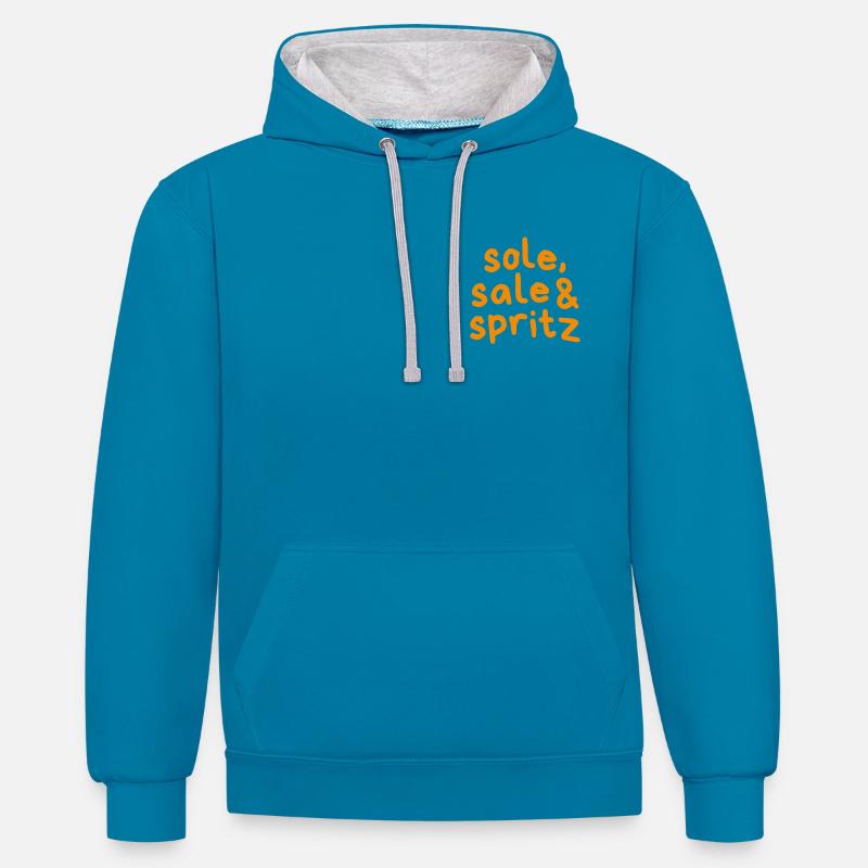Spritz en vente unique - Sweat à capuche contrasté - bleu paon/gris chiné