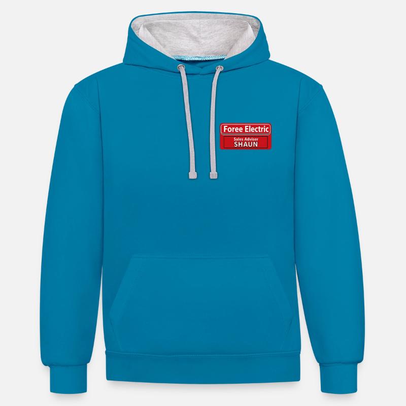 Foree Electric - Sweat à capuche contrasté - bleu paon/gris chiné