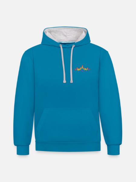 WLW Rainbow Aesthetic – Lesbian Pride Design - Kontrast-Hoodie - Pfauenblau/Grau meliert