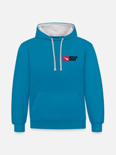 Rescue Diver - Sweat à capuche contrasté - bleu paon/gris chiné