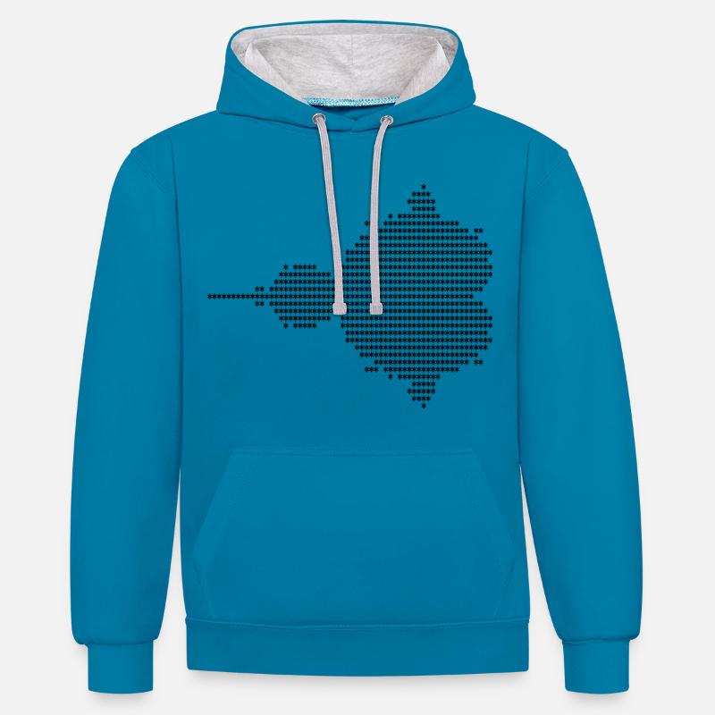 Mandelbrot Ascii - noir - Sweat à capuche contrasté - bleu paon/gris chiné