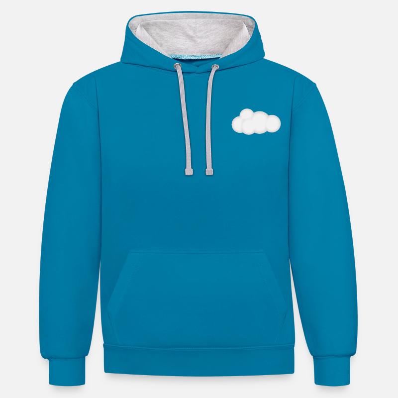 Impression graphique Cloud True - Sweat à capuche contrasté - bleu paon/gris chiné
