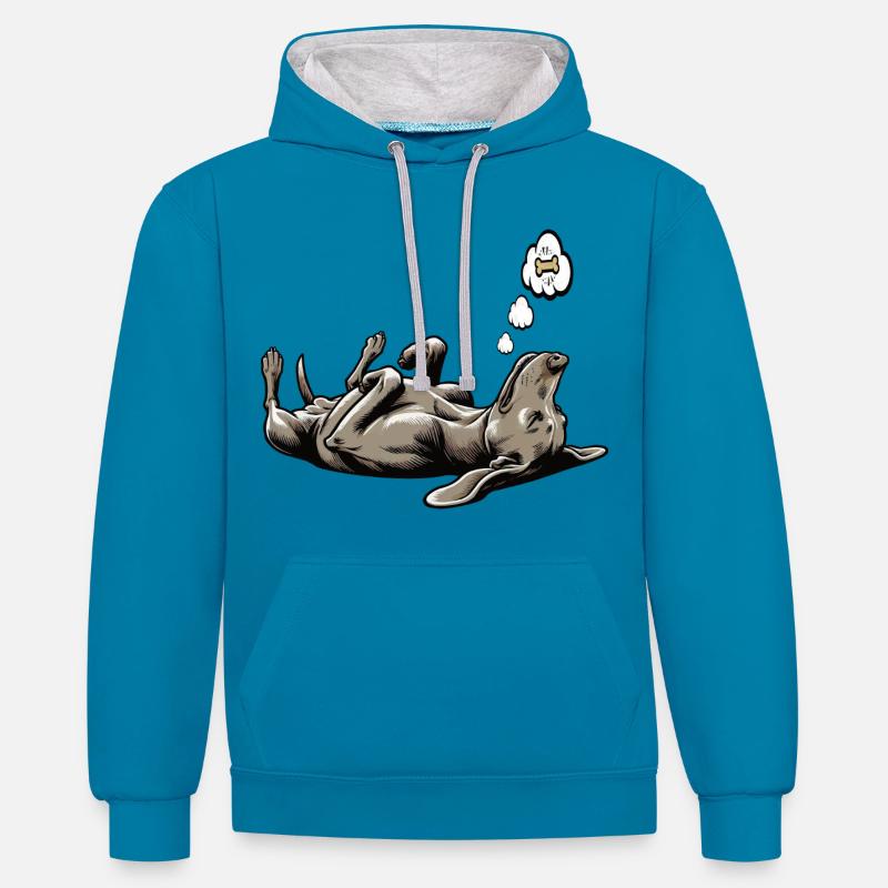Propriétaire de Weimaraner Passionné de Weimaraner - Sweat à capuche contrasté - bleu paon/gris chiné