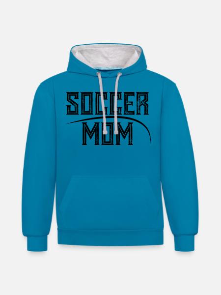 Soccer Mom - Kontrast-Hoodie - Pfauenblau/Grau meliert