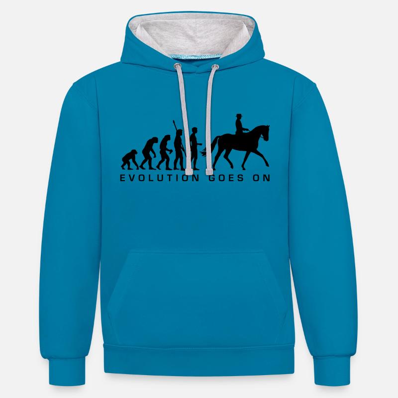 evolution_reiter_b - Sweat à capuche contrasté - bleu paon/gris chiné
