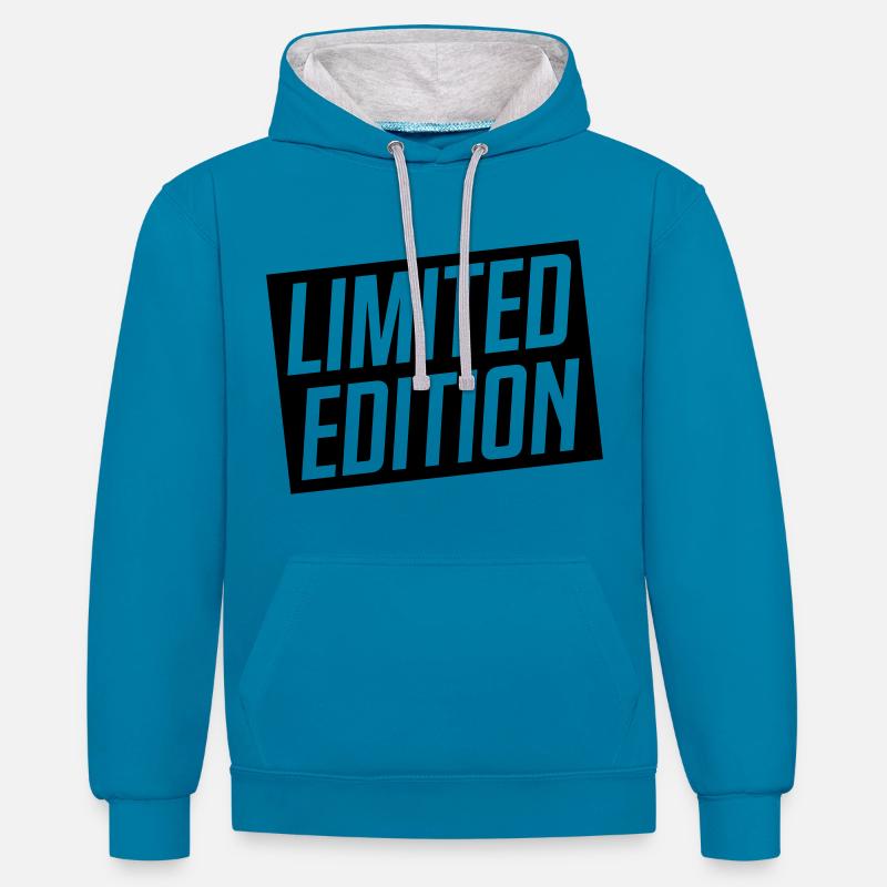 édition limitée disant - Sweat à capuche contrasté - bleu paon/gris chiné
