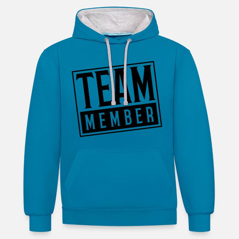 membre de l'équipe - Sweat à capuche contrasté - bleu paon/gris chiné