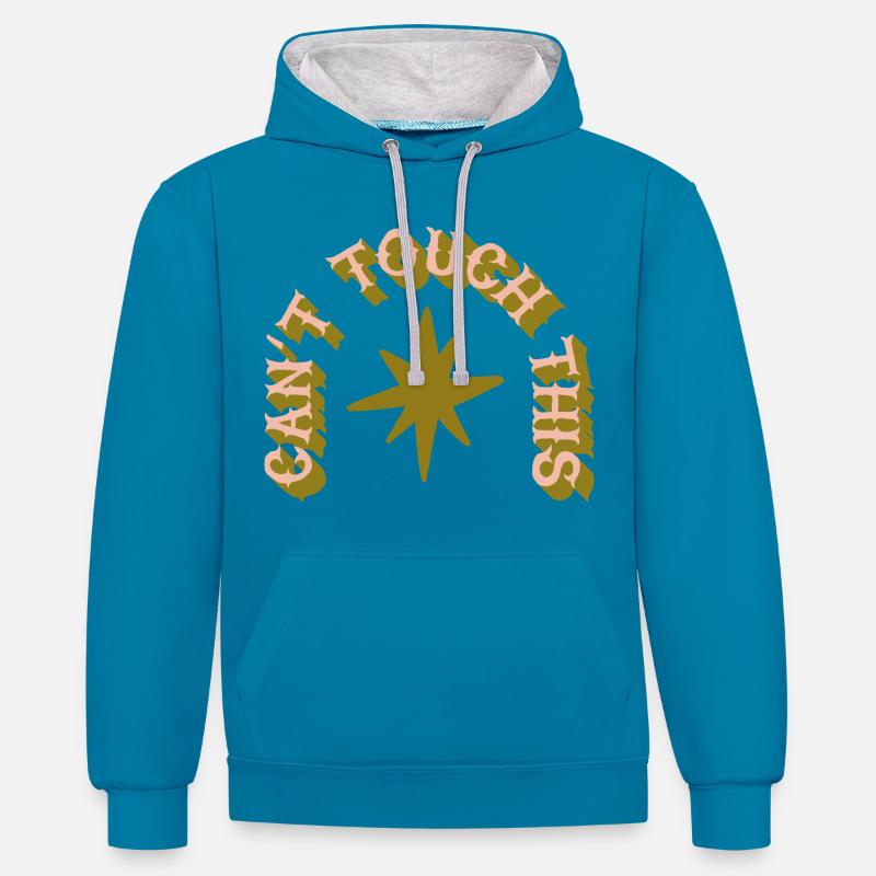 Can’t Touch This - Humour de cactus - Sweat à capuche contrasté - bleu paon/gris chiné