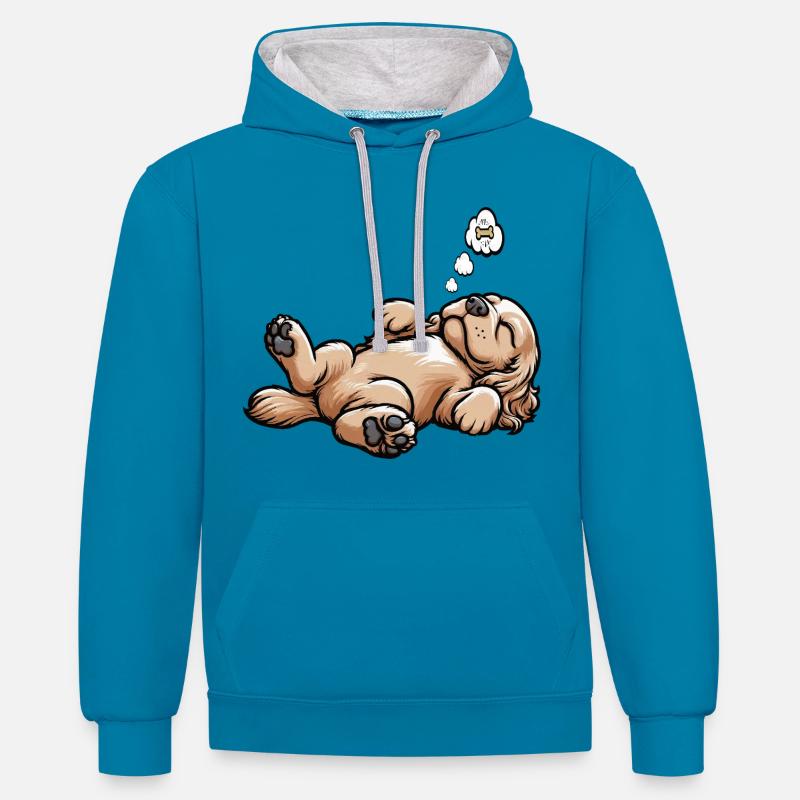 Cocker Spaniel Cockerhund Cocker Spaniel Besitzer - Kontrast-Hoodie - Pfauenblau/Grau meliert
