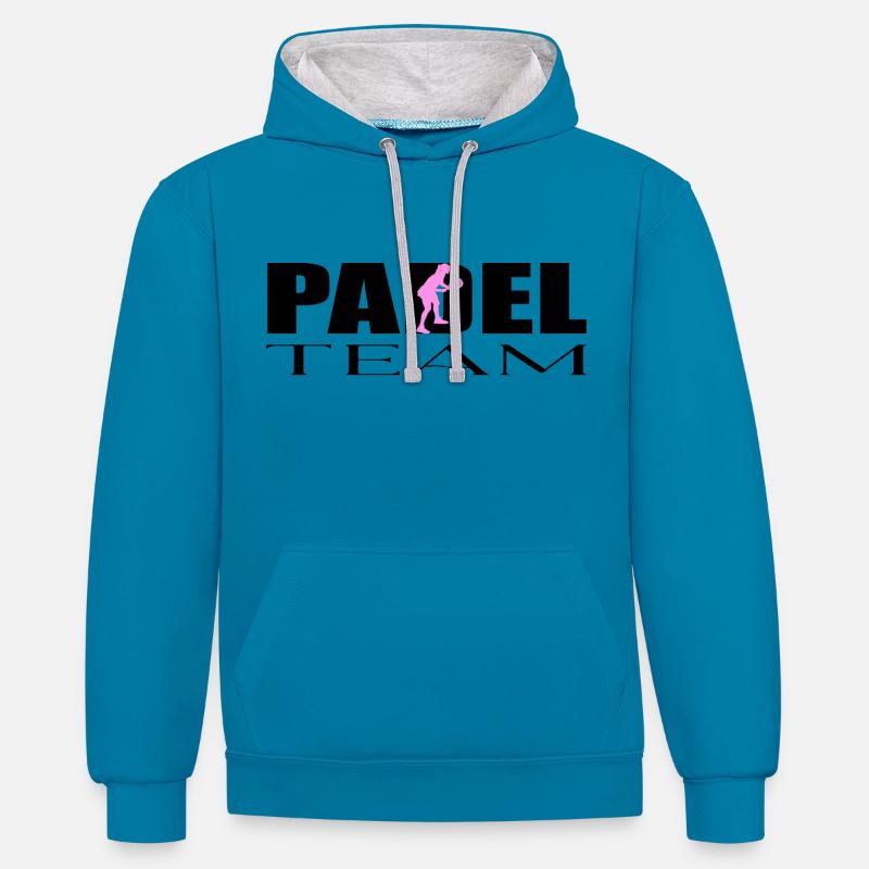 L’équipe Padel - Sweat à capuche contrasté - bleu paon/gris chiné