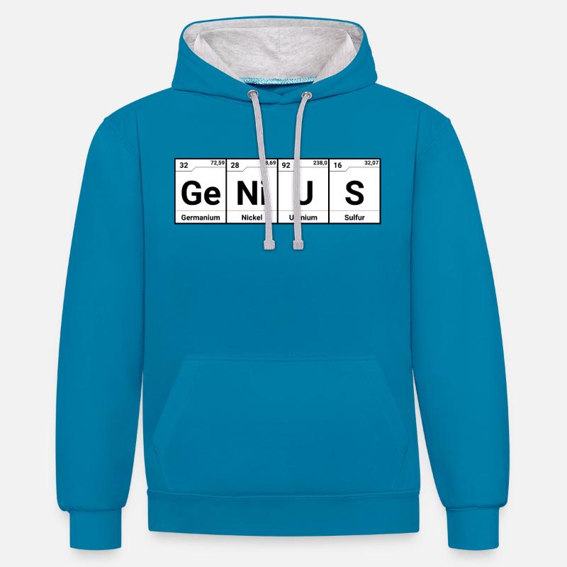 Genius elements periodic table - Contrast hoodie - peacock blue/heather grey