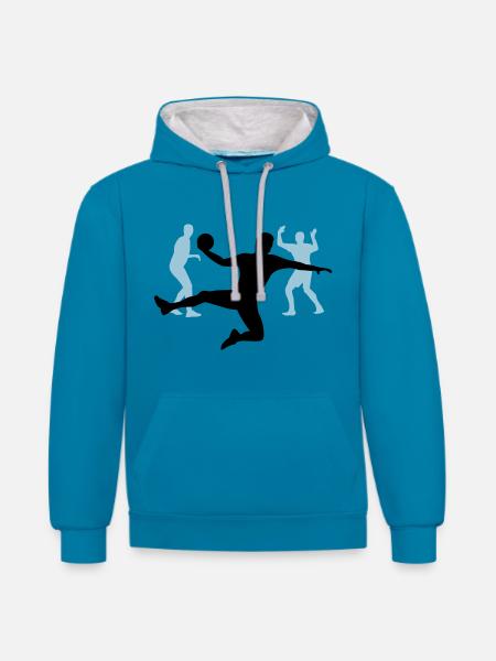 Handball - Contrast hoodie - peacock blue/heather grey
