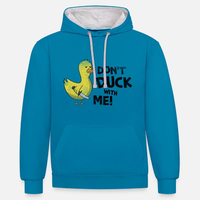 Ne Duck Avec Moi Cadeau - Sweat à capuche contrasté - bleu paon/gris chiné