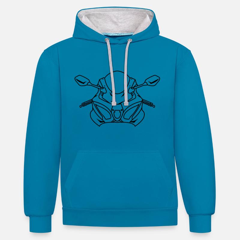 GSXR - Sweat à capuche contrasté - bleu paon/gris chiné