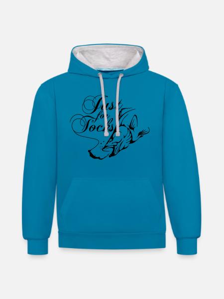 Just for tocks - Contrast hoodie - peacock blue/heather grey