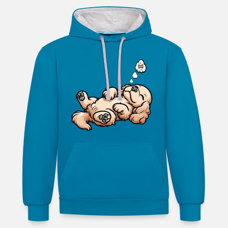 Cocker Spaniel Cockerhund Cocker Spaniel Besitzer - Kontrast-Hoodie - Pfauenblau/Grau meliert