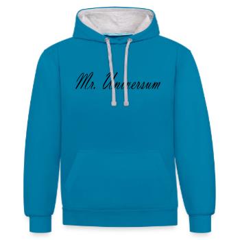 M. Univers - Sweat à capuche contrasté - bleu paon/gris chiné - Devant - Liana (172cm) & Jaron (178cm)