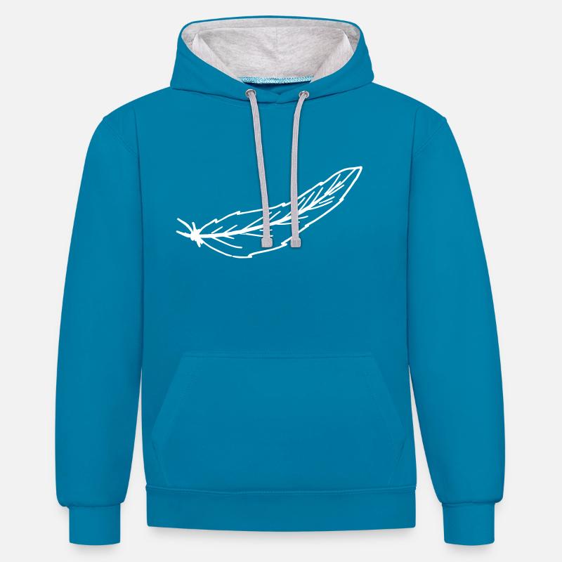 ressort - Sweat à capuche contrasté - bleu paon/gris chiné