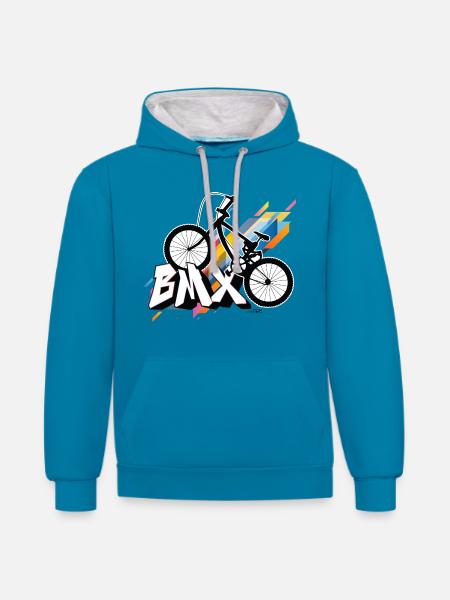 BMX Bicyclette - Urbaninme - Kontrast-Hoodie - Pfauenblau/Grau meliert
