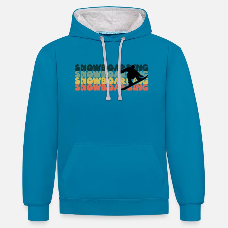 Snowboard Snowboard Snowboard - Sweat à capuche contrasté - bleu paon/gris chiné