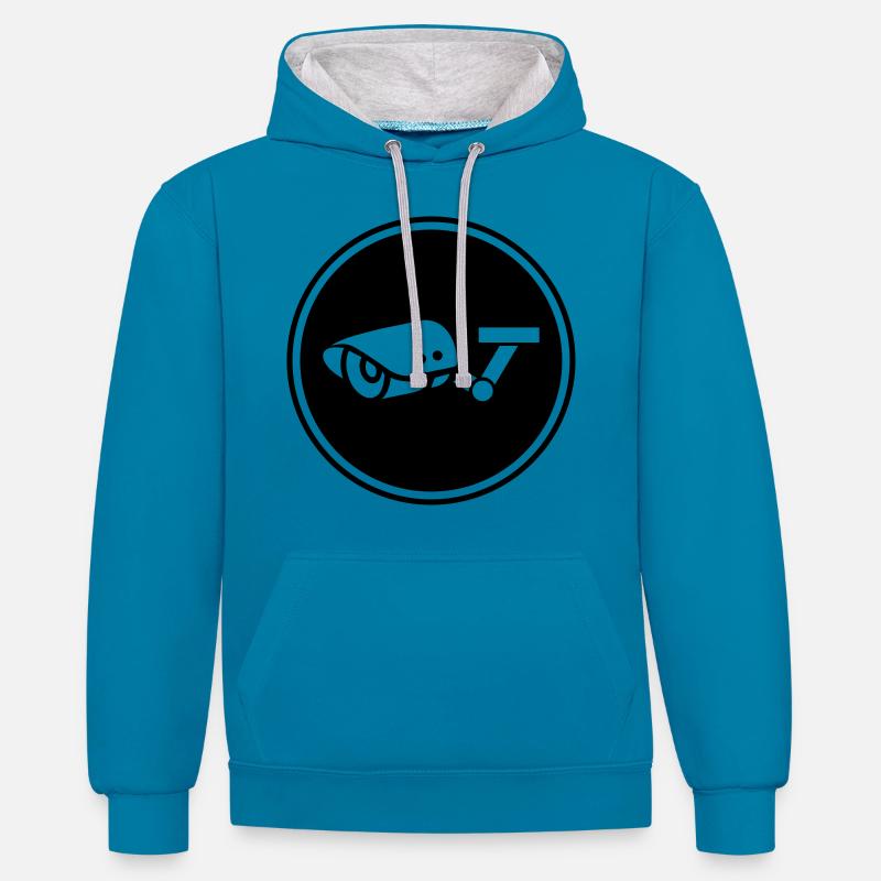 icône de symbole de caméra - Sweat à capuche contrasté - bleu paon/gris chiné