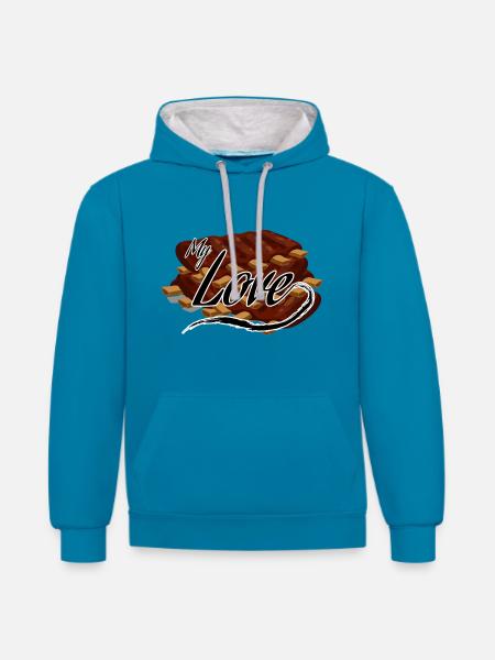 Spare ribs - Contrast hoodie - peacock blue/heather grey